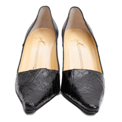 GIUSEPPE ZANOTTI Croco Embossed Heels Black Size 36 (23cm)