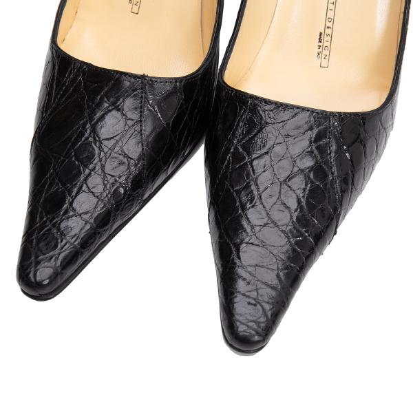 GIUSEPPE ZANOTTI Croco Embossed Heels Black Size 36 (23cm)