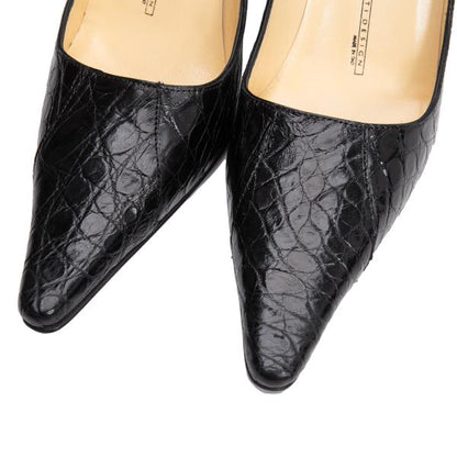 GIUSEPPE ZANOTTI Croco Embossed Heels Black Size 36 (23cm)