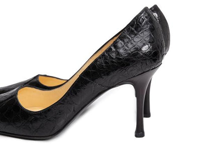 GIUSEPPE ZANOTTI Croco Embossed Heels Black Size 36 (23cm)