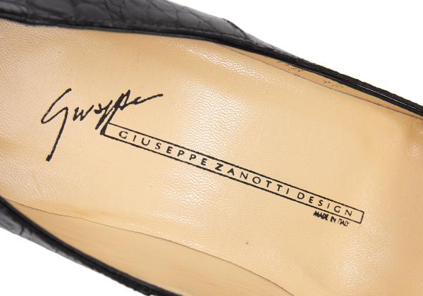 GIUSEPPE ZANOTTI Croco Embossed Heels Black Size 36 (23cm)