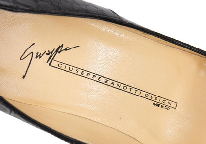 GIUSEPPE ZANOTTI Croco Embossed Heels Black Size 36 (23cm)