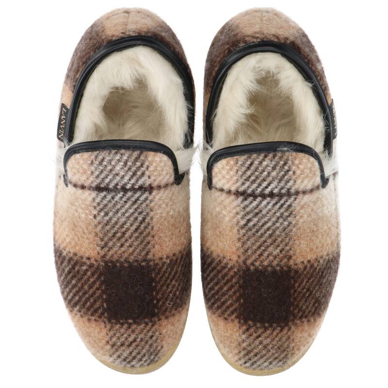 LANVIN FM-FSDL00 Check Inner Fur Sneakers Size 7.5