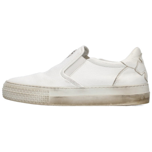 Chrome Hearts SLIP ON Dagger Leather Sneakers White x Silver Size 38