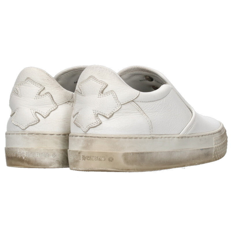 Chrome Hearts SLIP ON Dagger Leather Sneakers White x Silver Size 38