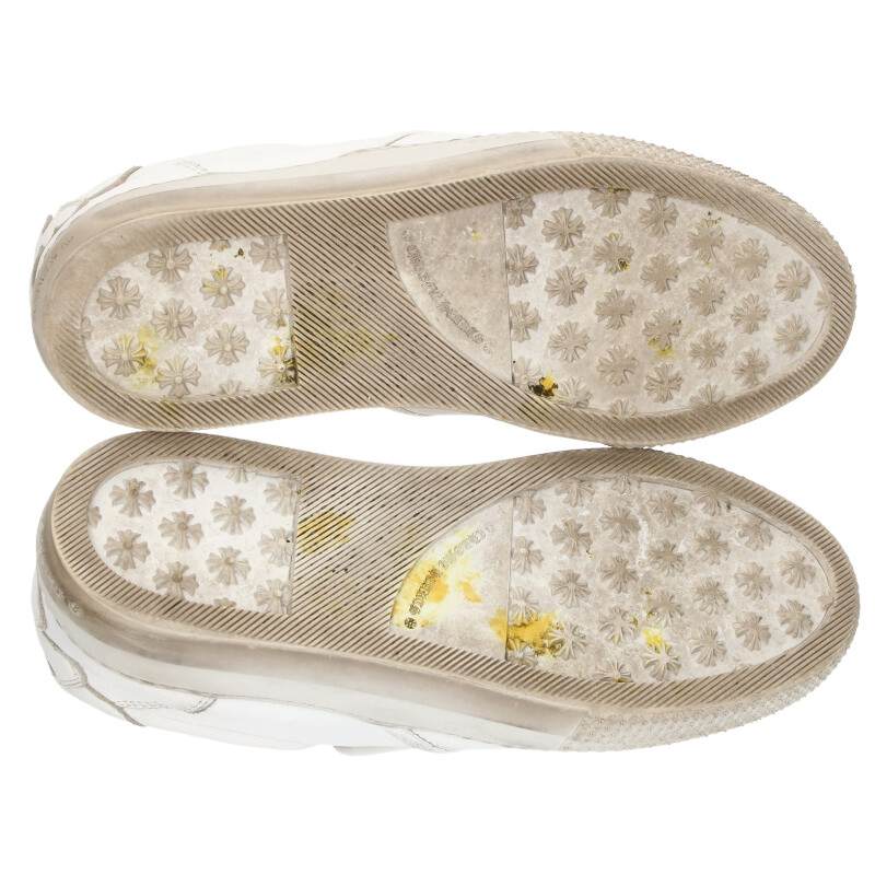 Chrome Hearts SLIP ON Dagger Leather Sneakers White x Silver Size 38