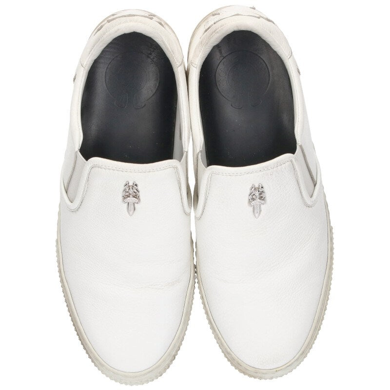 Chrome Hearts SLIP ON Dagger Leather Sneakers White x Silver Size 38