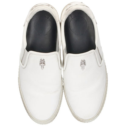 Chrome Hearts SLIP ON Dagger Leather Sneakers White x Silver Size 38