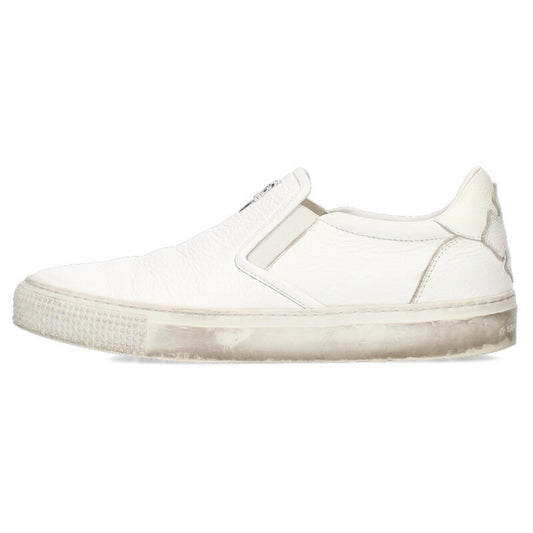 Chrome Hearts SLIP ON BLK CALF CH Leather Dagger Sneakers White x Silver US 6.5