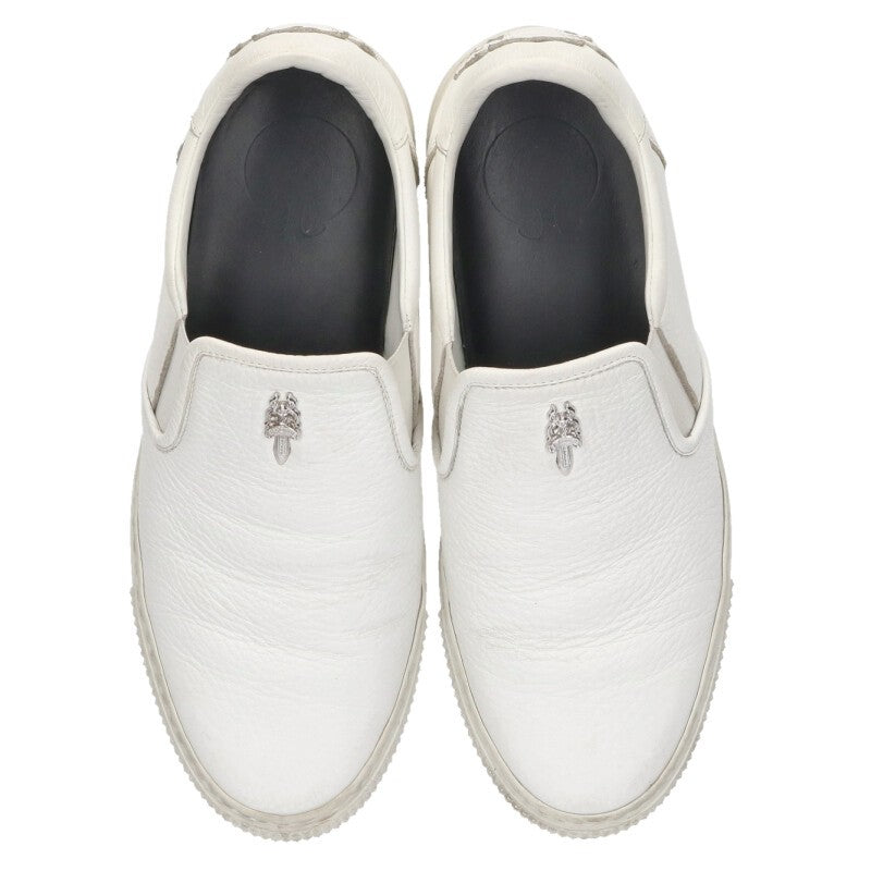 Chrome Hearts SLIP ON BLK CALF CH Leather Dagger Sneakers White x Silver US 6.5