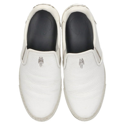 Chrome Hearts SLIP ON BLK CALF CH Leather Dagger Sneakers White x Silver US 6.5