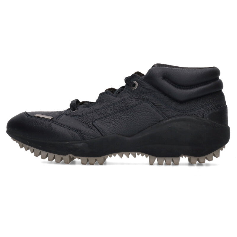 LANVIN Paper Effect Leather Running Sneakers Black Size 9