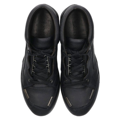 LANVIN Paper Effect Leather Running Sneakers Black Size 9