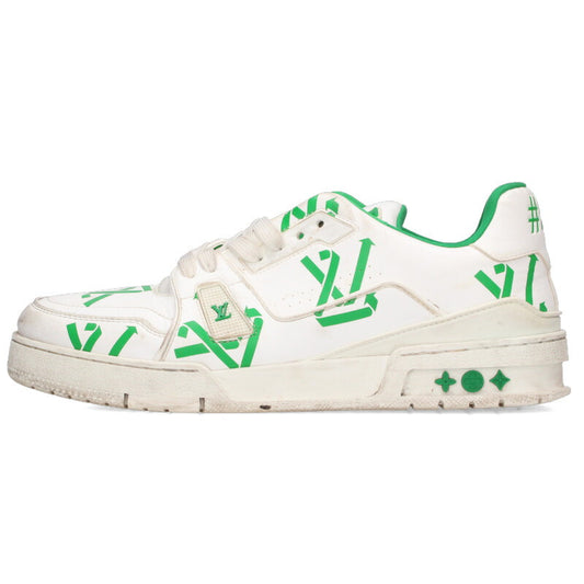 Louis Vuitton LV Leather Sneakers White x Green Size 8
