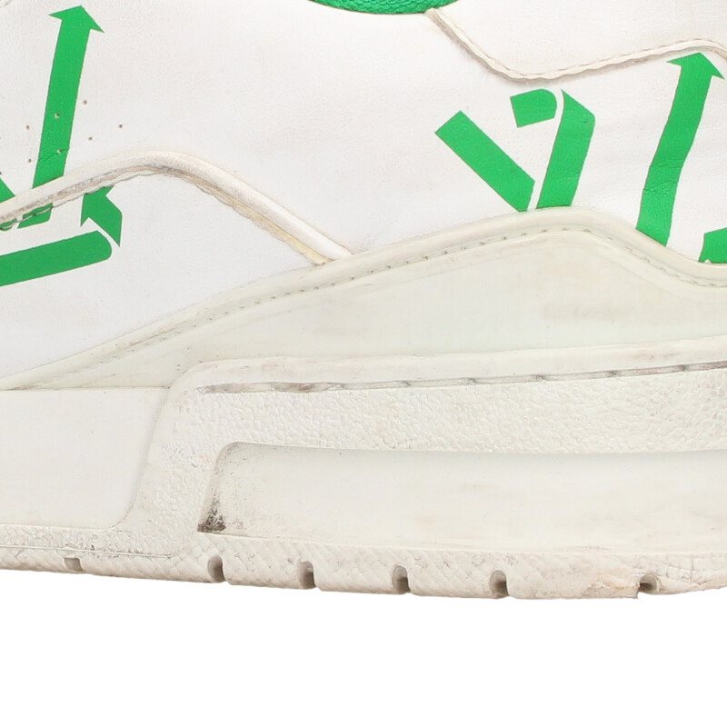 Louis Vuitton LV Leather Sneakers White x Green Size 8
