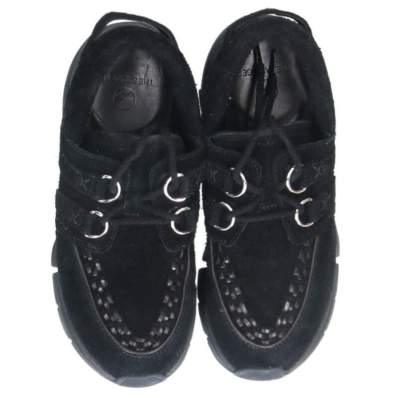 THE SALVAGES Suede Low-Cut Sneakers Black Size 7.5