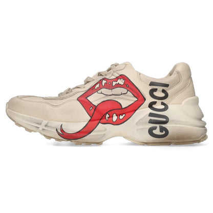 GUCCI Rhyton Lip Print Sneakers Beige Size 8