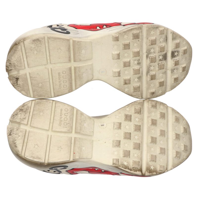 GUCCI Rhyton Lip Print Sneakers Beige Size 8