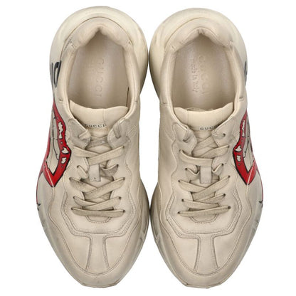 GUCCI Rhyton Lip Print Sneakers Beige Size 8