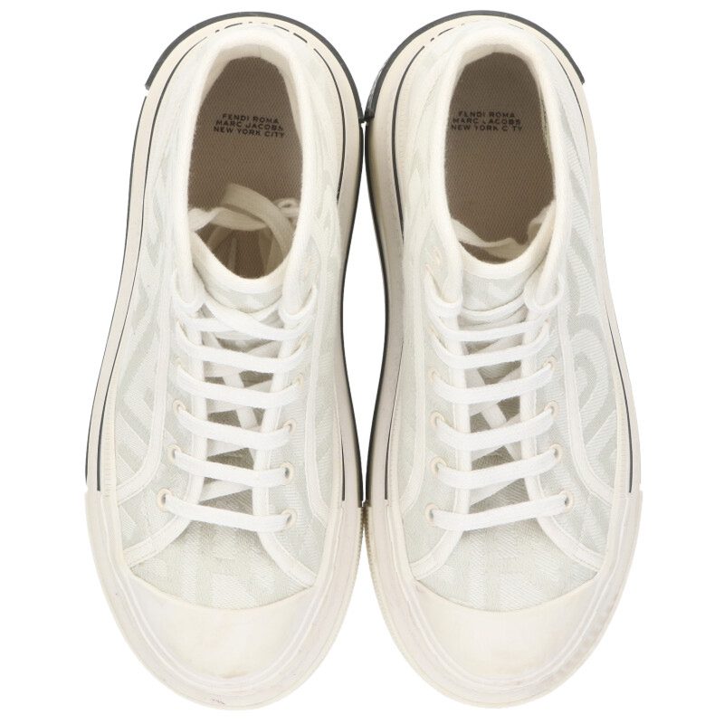 FENDI x Marc Jacobs FF Logo Canvas Platform White Size 5