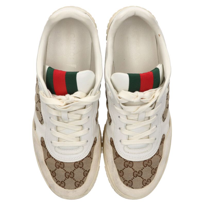 GUCCI GG Canvas Low-Top Sneakers Beige/White Size 11