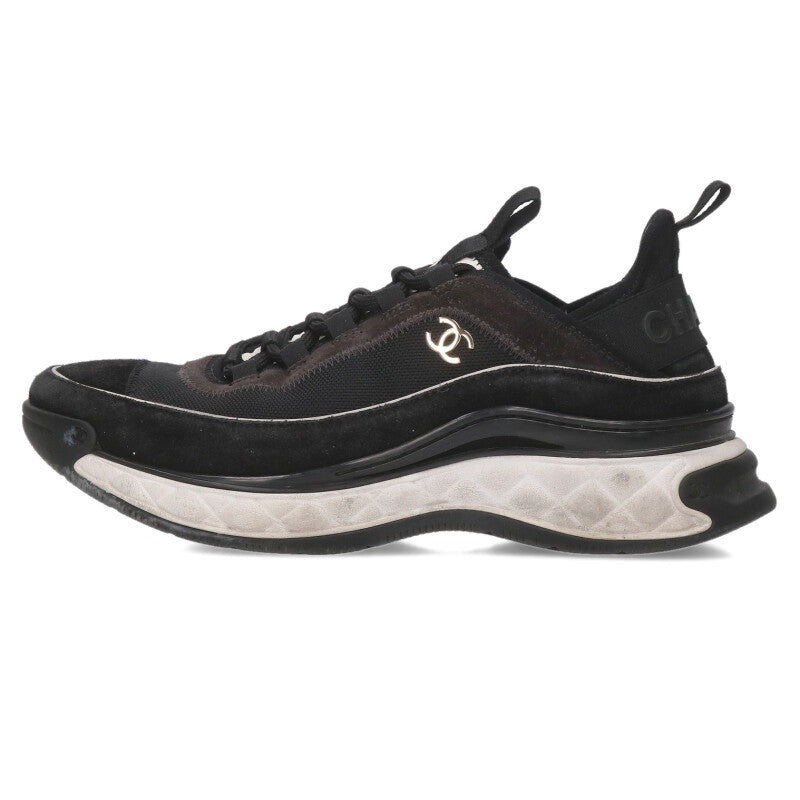 CHANEL G39072 Coco Mark Low-Top Sneakers Black Size 6.5