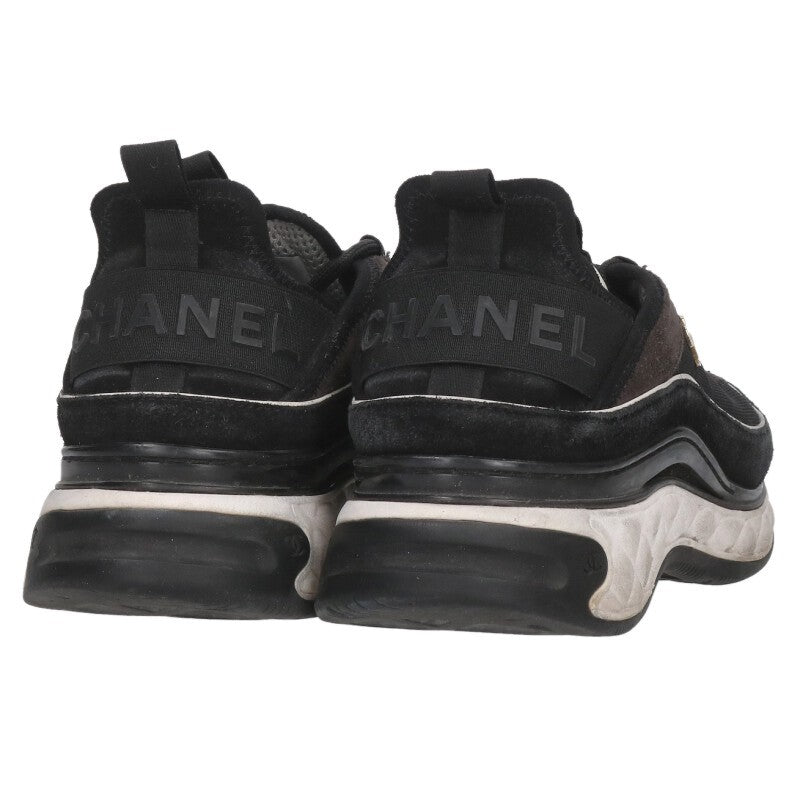 CHANEL G39072 Coco Mark Low-Top Sneakers Black Size 6.5