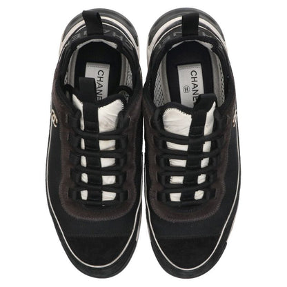 CHANEL G39072 Coco Mark Low-Top Sneakers Black Size 6.5