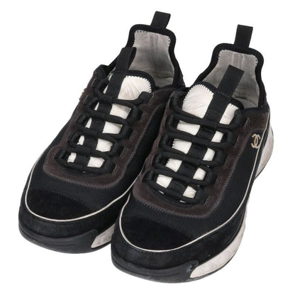 CHANEL G39072 Coco Mark Low-Top Sneakers Black Size 6.5