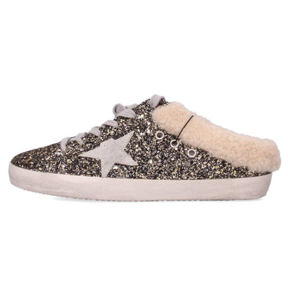 GOLDEN GOOSE SUPER-STAR Glitter Shearling-Lined Size 7.5