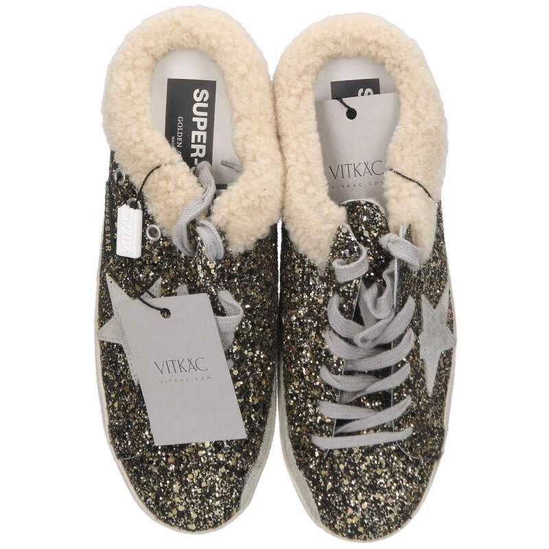 GOLDEN GOOSE SUPER-STAR Glitter Shearling-Lined Size 7.5