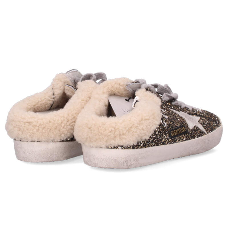 GOLDEN GOOSE SUPER-STAR Glitter Shearling-Lined Size 7.5