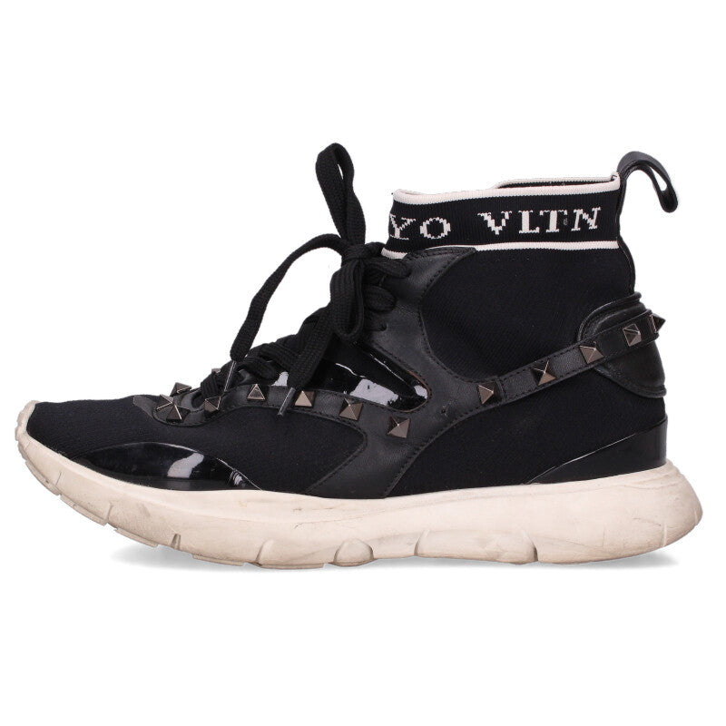 VALENTINO Studded High Top Sneakers Black Size 7.5