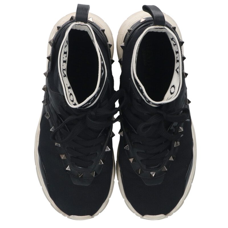 VALENTINO Studded High Top Sneakers Black Size 7.5