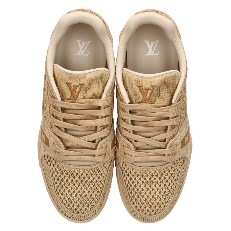 LOUISVUITTON LV Trainer Raffia Low Cut Sneakers Size 7.5