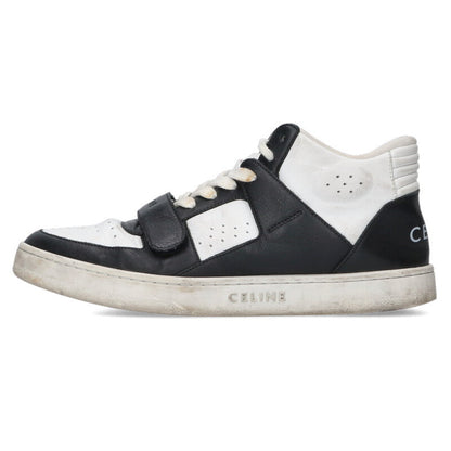 CELINE CT-02 Velcro Mid-Cut Sneakers Black White Size 7.5
