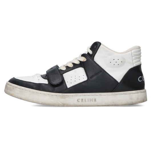 CELINE CT-02 Velcro Mid-Cut Sneakers Black White Size 7.5