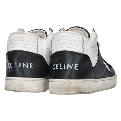 CELINE CT-02 Velcro Mid-Cut Sneakers Black White Size 7.5
