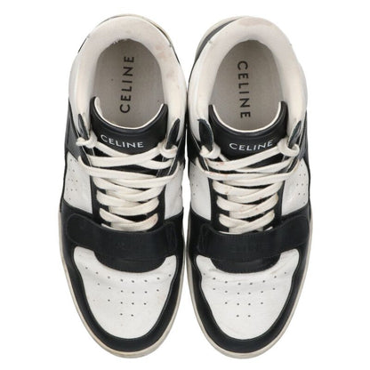 CELINE CT-02 Velcro Mid-Cut Sneakers Black White Size 7.5