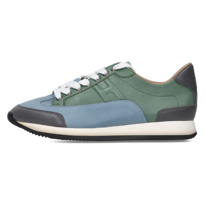 HERMES Trail Leather Low-Cut Sneakers Blue Green Size 6.5