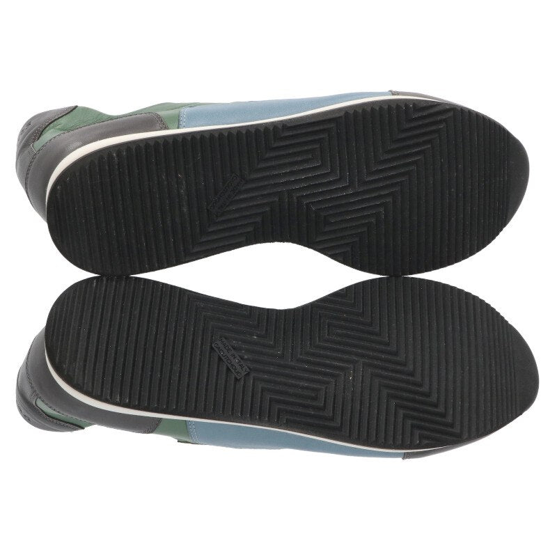 HERMES Trail Leather Low-Cut Sneakers Blue Green Size 6.5