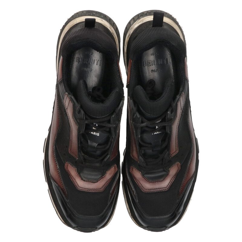 Berluti Gravity Low-Cut Sneakers Black Brown Size 10.5