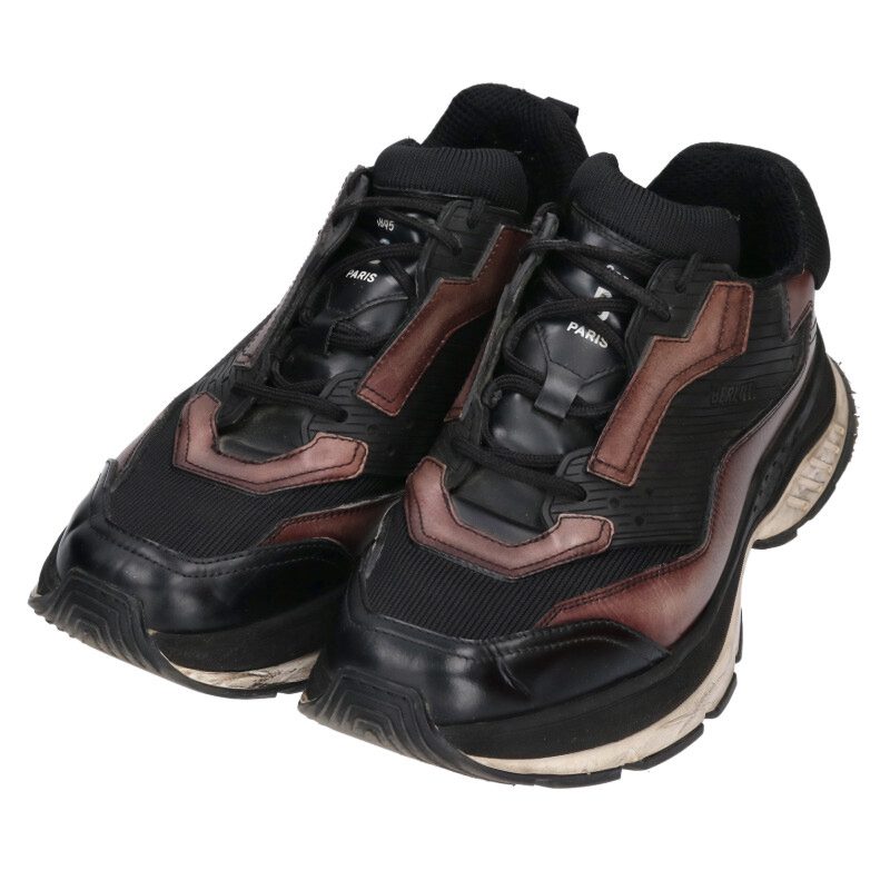 Berluti Gravity Low-Cut Sneakers Black Brown Size 10.5