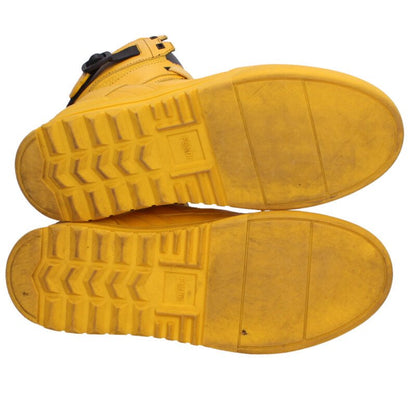 FENDI 7E1397 High-Cut Leather Sneakers Yellow Size 10