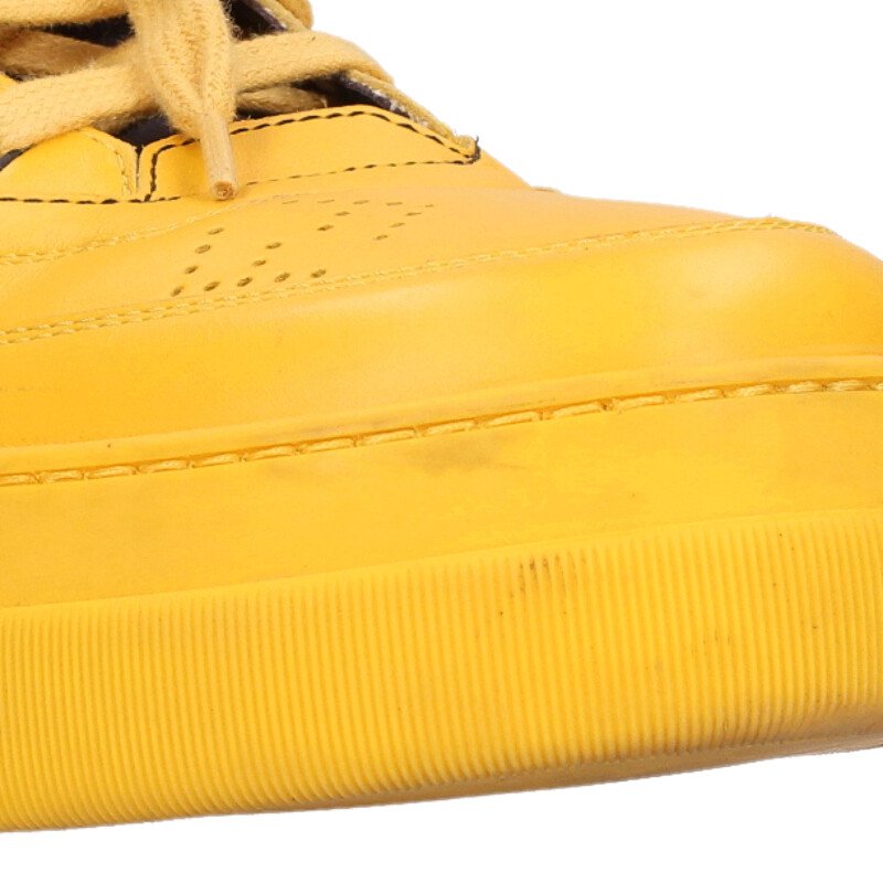 FENDI 7E1397 High-Cut Leather Sneakers Yellow Size 10