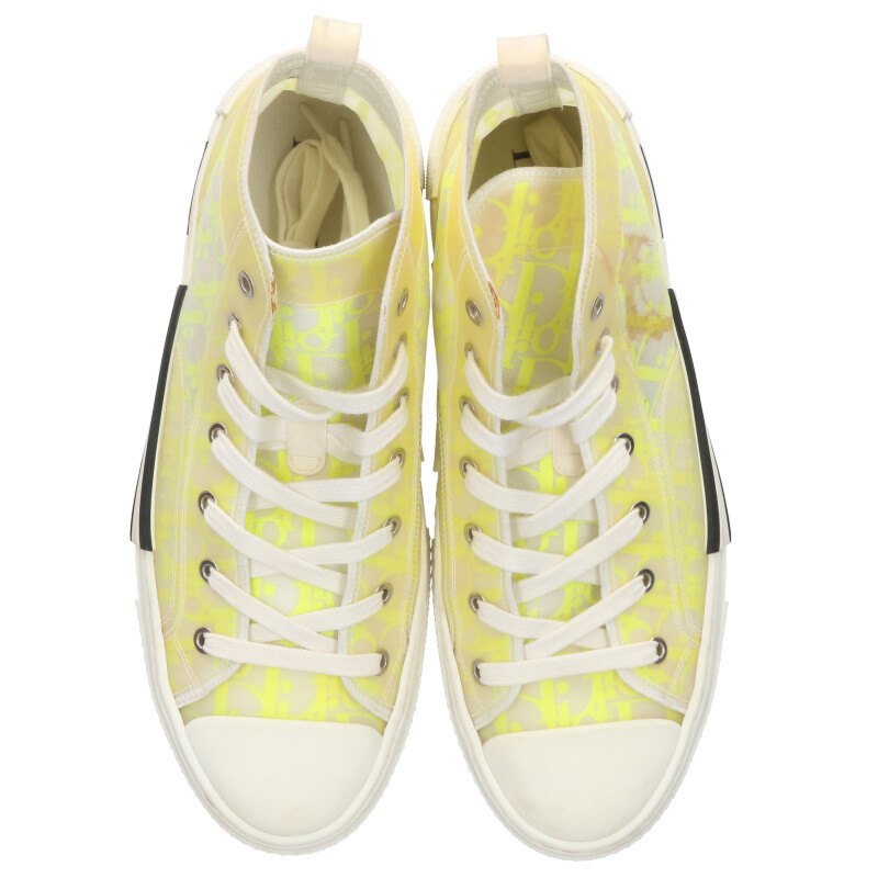 DIOR B23 Oblique High Top Sneakers White Yellow Size 8.5