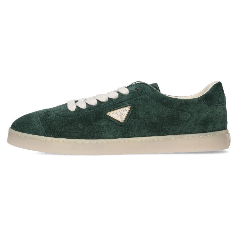 PRADA Triangle Plate Suede Low-Top Green Size 7.5