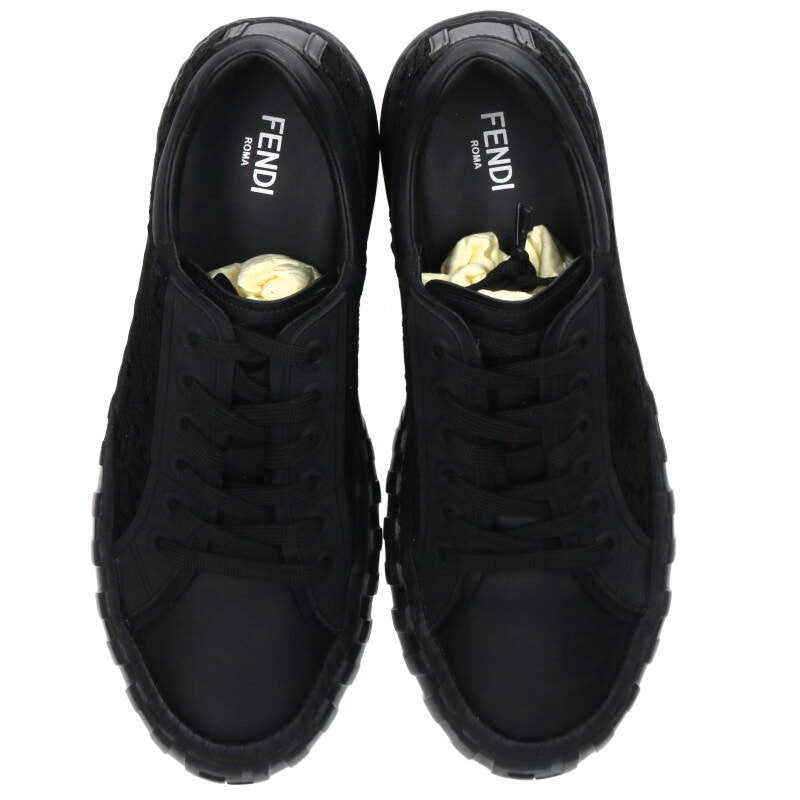 FENDI FF Pattern Low-Cut Sneaker Black 7E1481 Size 7