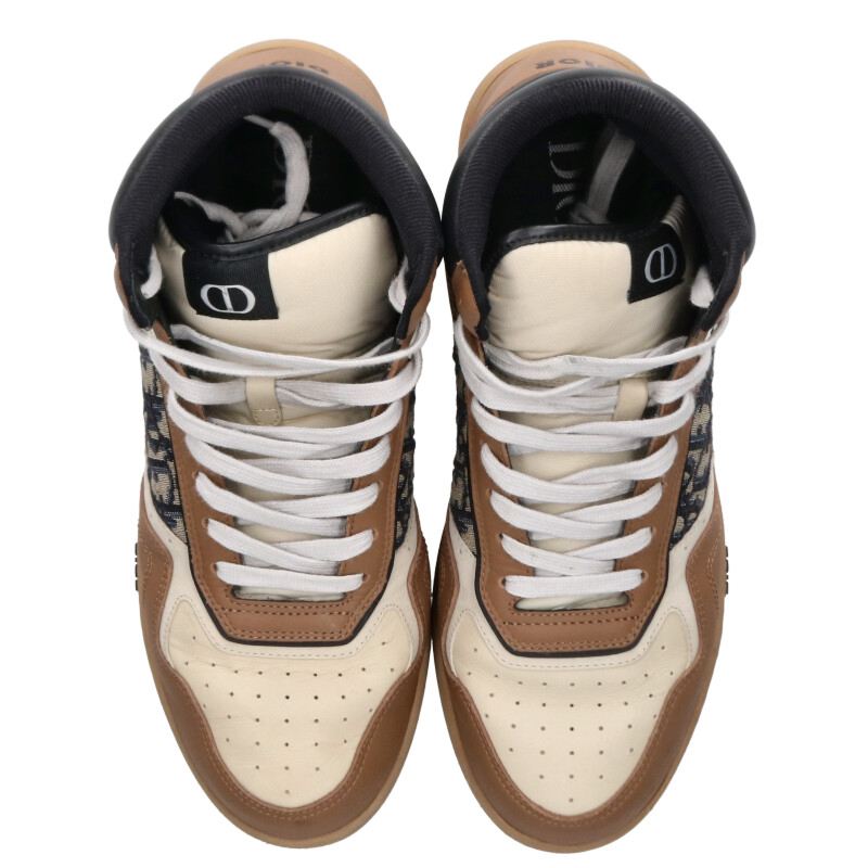 DIOR B27 Oblique Leather High-Top Sneaker Brown Size 10.5