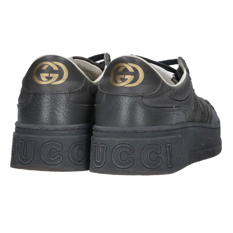 GUCCI Leather Low-Cut Sneaker Gray 726543 Size 7.5